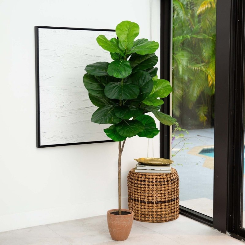 6’ Artificial Giant Leaf Fiddle Leaf Fig Tree in Decorative Planter with Real Touch Leaves - FCHF CITY