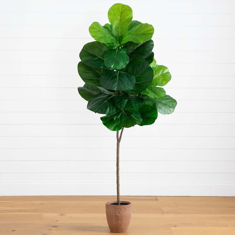 6’ Artificial Giant Leaf Fiddle Leaf Fig Tree in Decorative Planter with Real Touch Leaves - FCHF CITY