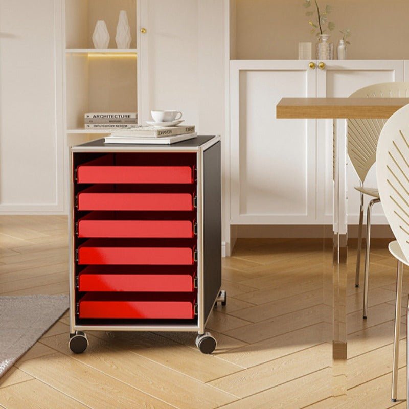 6-Drawer Rolling Side Cabinet Stainless Steel Storage Trolley - FCHF CITY