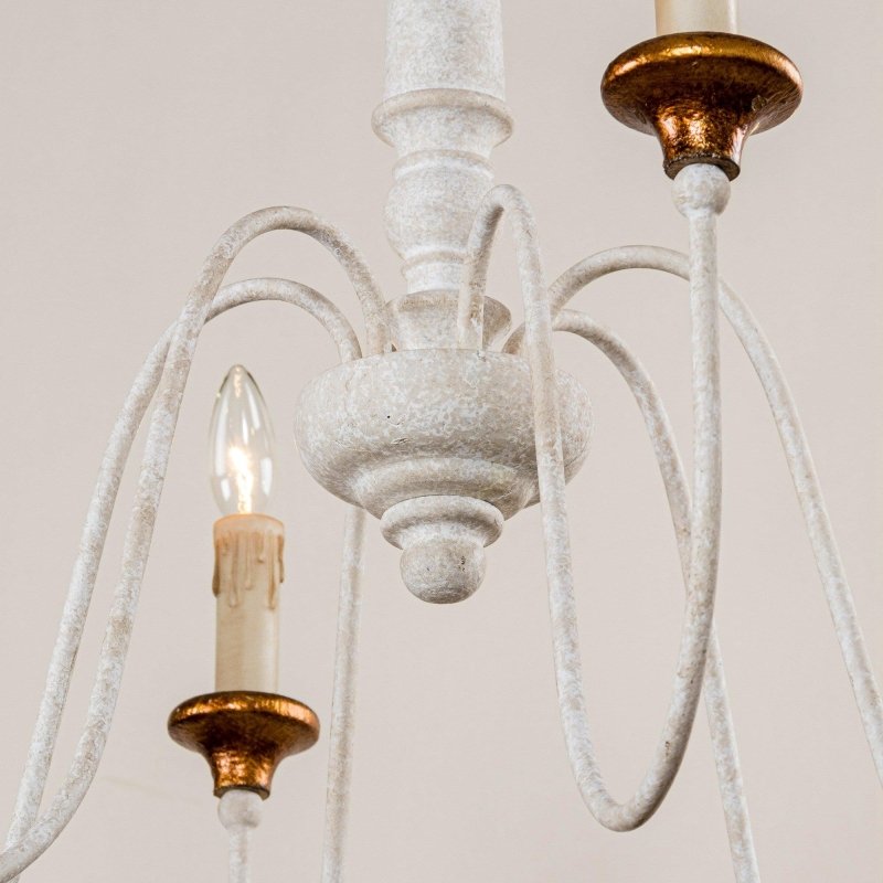 6 - Light French Country Candle - Style Chandelier in Distressed - FCHF CITY