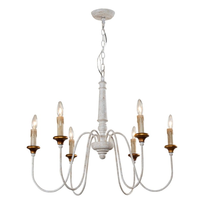 6 - Light French Country Candle - Style Chandelier in Distressed - FCHF CITY
