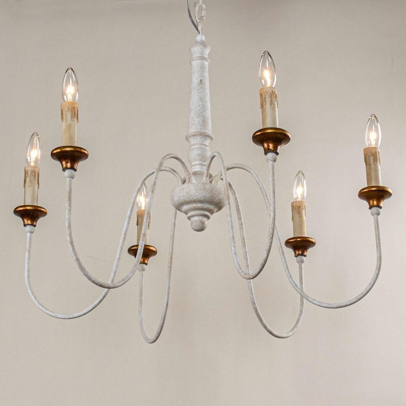 6 - Light French Country Candle - Style Chandelier in Distressed - FCHF CITY