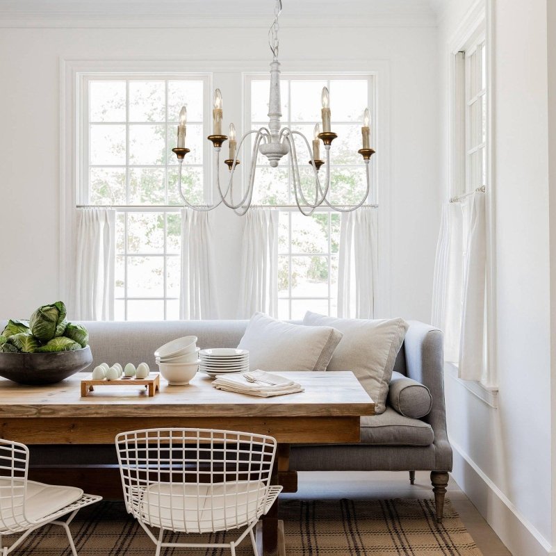 6 - Light French Country Candle - Style Chandelier in Distressed - FCHF CITY