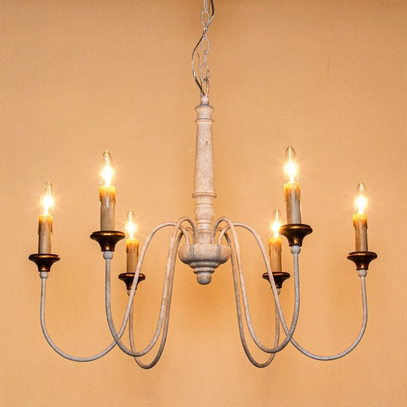 6 - Light French Country Candle - Style Chandelier in Distressed - FCHF CITY
