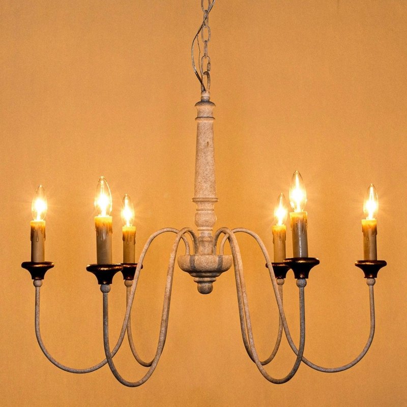 6 - Light French Country Candle - Style Chandelier in Distressed - FCHF CITY