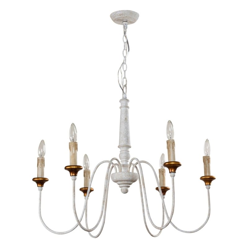 6 - Light French Country Candle - Style Chandelier in Distressed - FCHF CITY