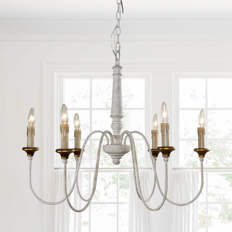 6 - Light French Country Candle - Style Chandelier in Distressed - FCHF CITY