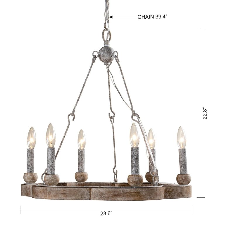 6 - Light Modern Wood Wheel Chandelier - FCHF CITY