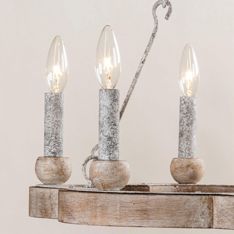 6 - Light Modern Wood Wheel Chandelier - FCHF CITY