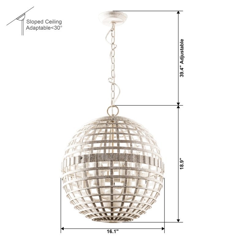 6 - Light Vintage And Farmhouse Globe Pendant Light in White - FCHF CITY