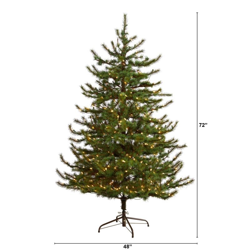 6’ Vancouver Mountain Pine Artificial Christmas Tree with 350 Clear Lights and 1332 Bendable Branches - FCHF CITY