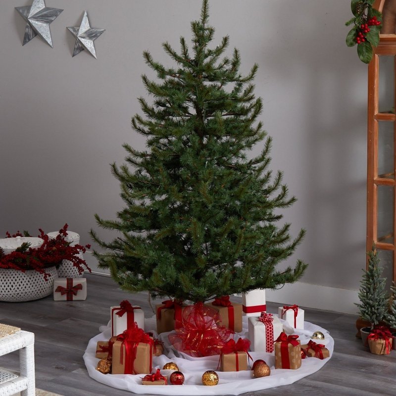 6’ Vancouver Mountain Pine Artificial Christmas Tree with 350 Clear Lights and 1332 Bendable Branches - FCHF CITY