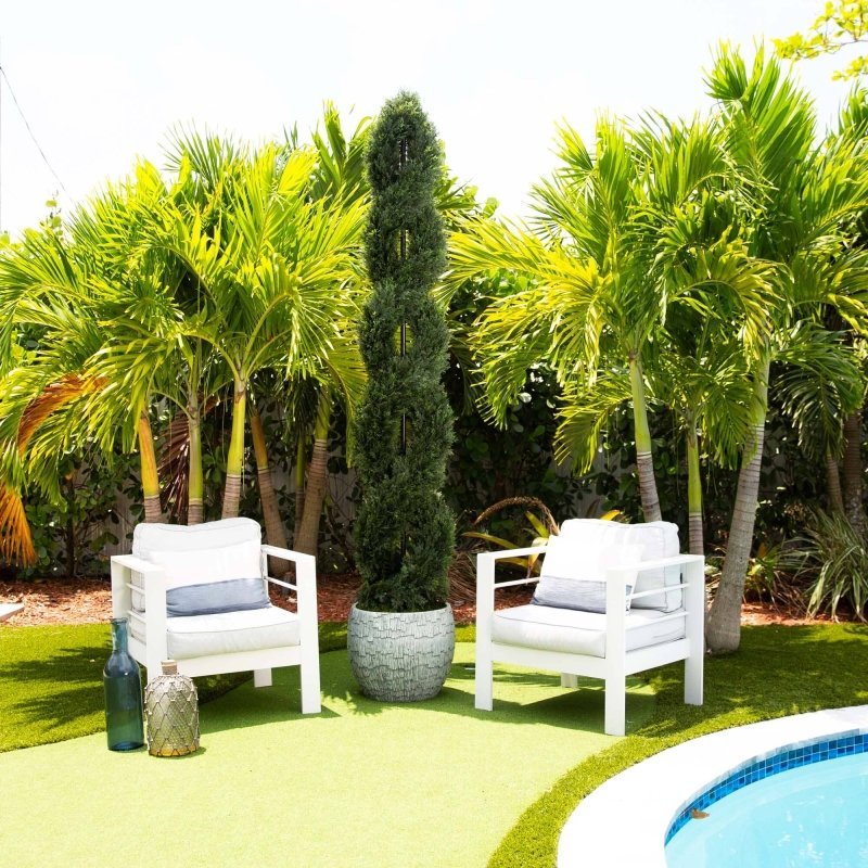 8’ Double Pond Cypress Spiral Topiary UV Resistant (Indoor/Outdoor) - FCHF CITY
