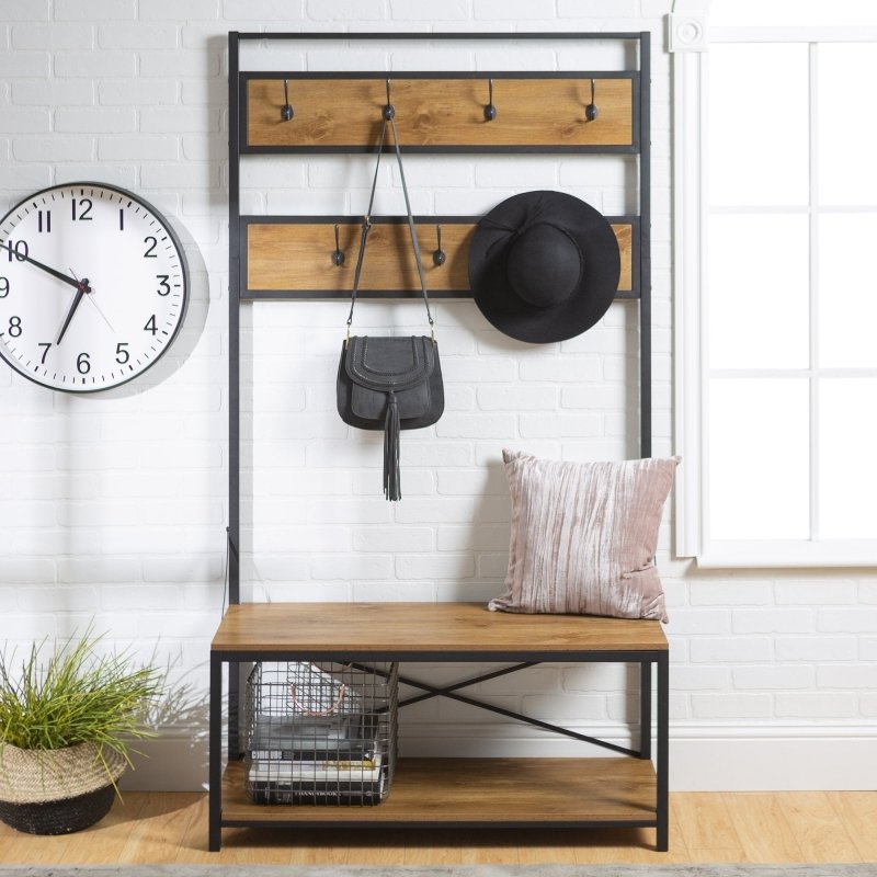 Aldridge Entryway Bench With Coat Rack - FCHF CITY