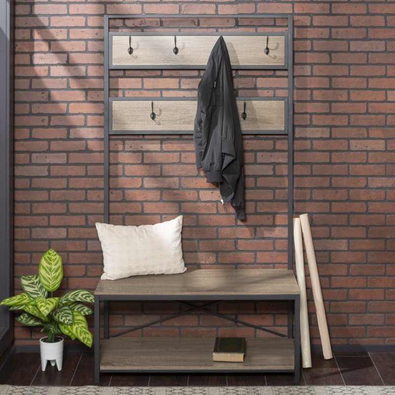 Aldridge Entryway Bench With Coat Rack - FCHF CITY