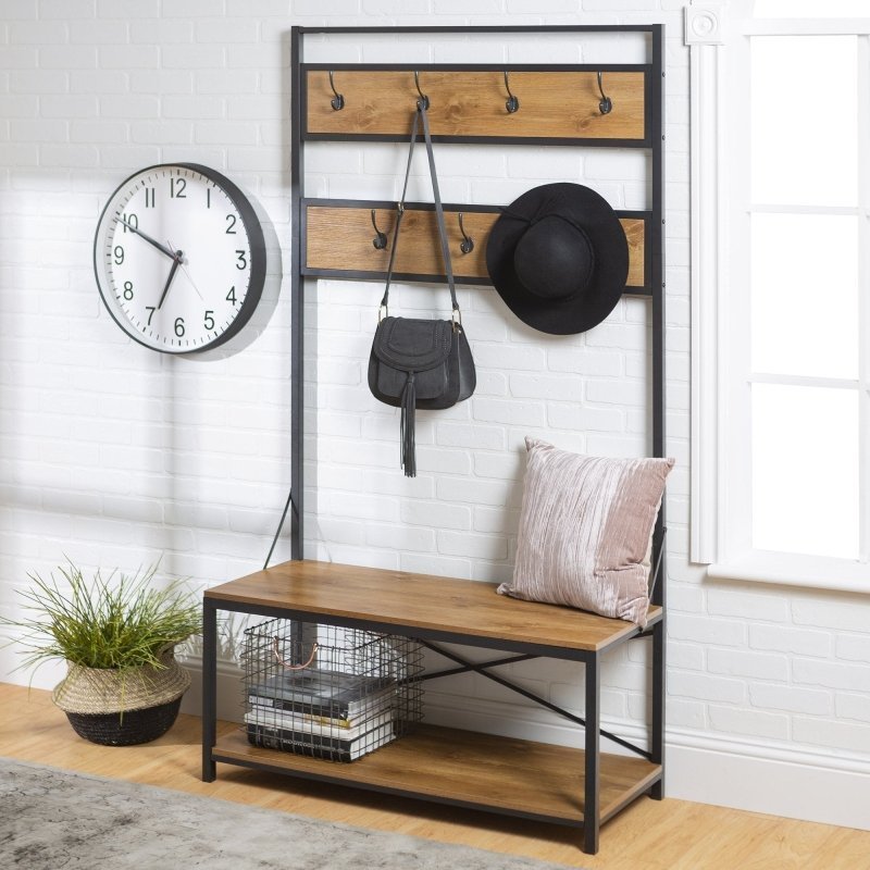 Aldridge Entryway Bench With Coat Rack - FCHF CITY