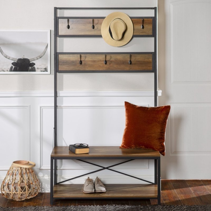 Aldridge Entryway Bench With Coat Rack - FCHF CITY