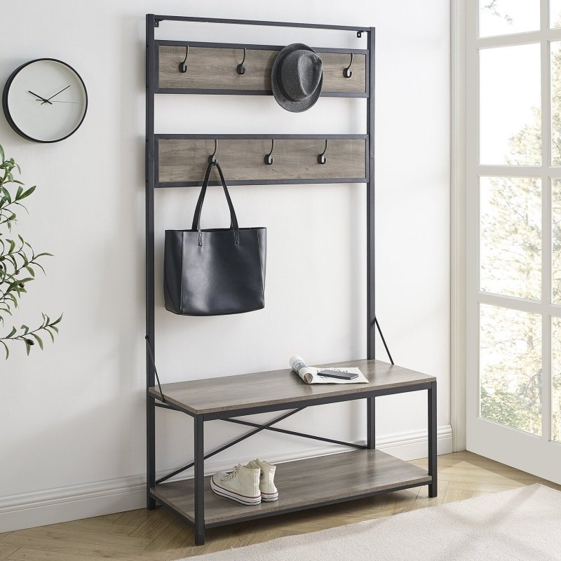 Aldridge Entryway Bench With Coat Rack - FCHF CITY