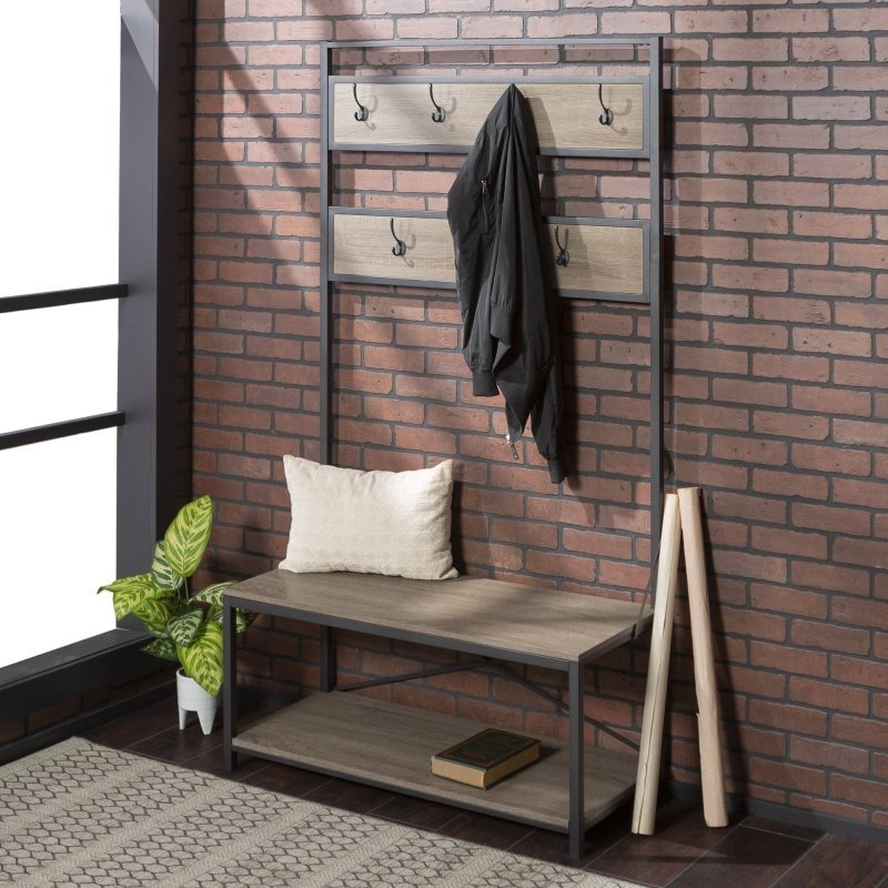Aldridge Entryway Bench With Coat Rack - FCHF CITY