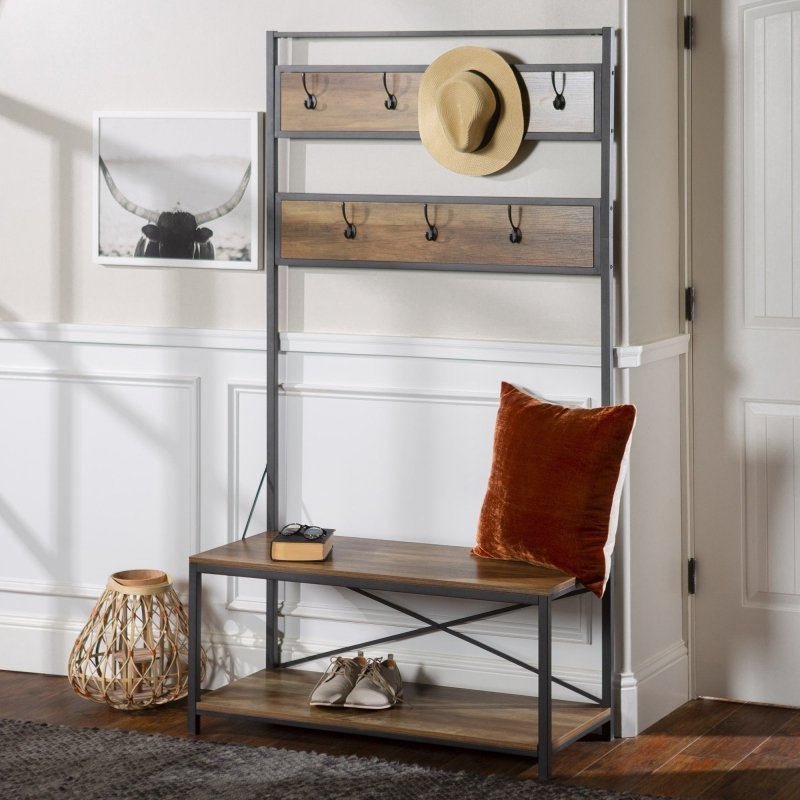Aldridge Entryway Bench With Coat Rack - FCHF CITY