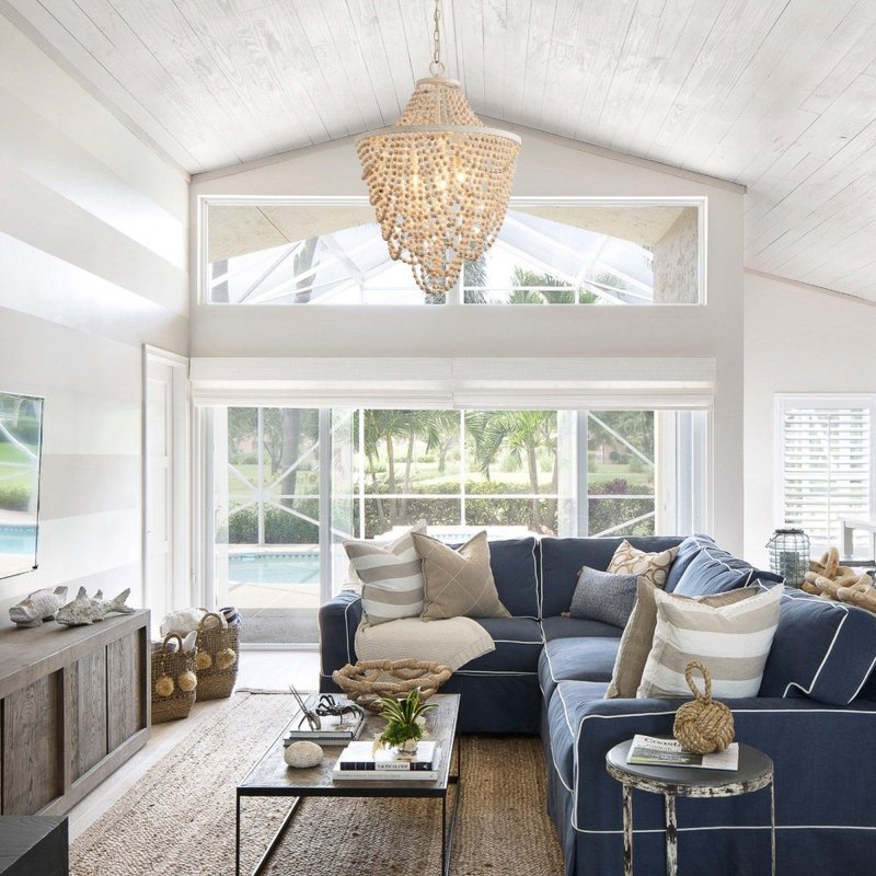 Antique White Bedroom 3 - Light Chandelier Light with Wood Beads - FCHF CITY