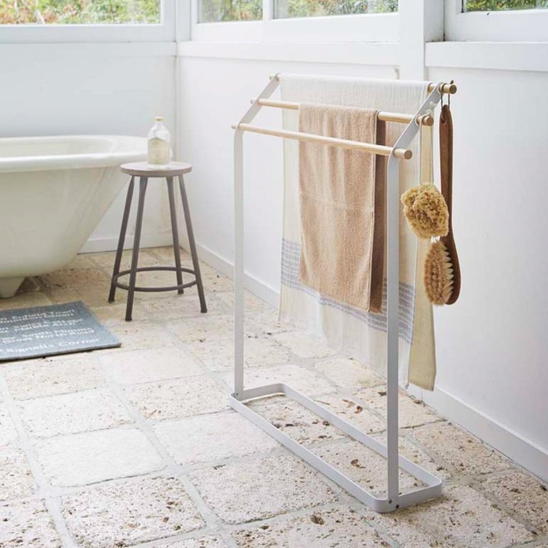 Bath Towel Rack (32" H) - Steel + Wood - FCHF CITY