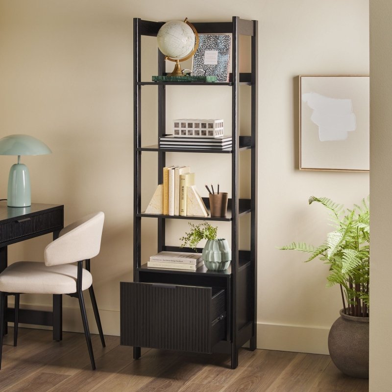 Bayard Modern Reeded Narrow Bookshelf - FCHF CITY