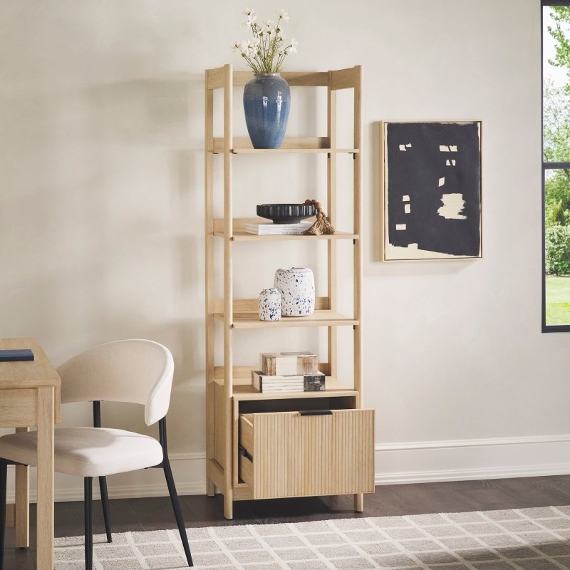 Bayard Modern Reeded Narrow Bookshelf - FCHF CITY