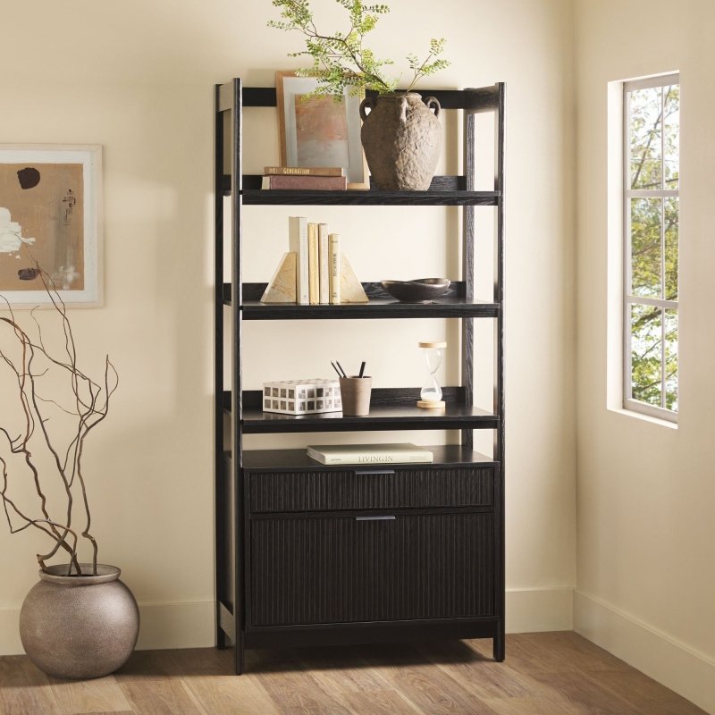 Bayard Modern Reeded Wide Bookshelf - FCHF CITY