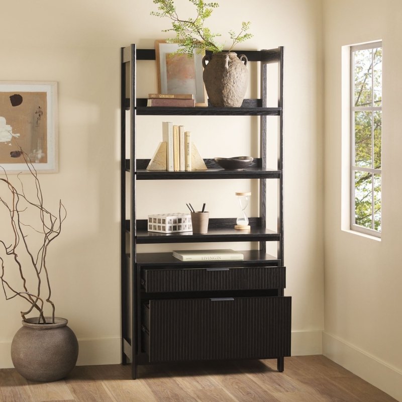 Bayard Modern Reeded Wide Bookshelf - FCHF CITY