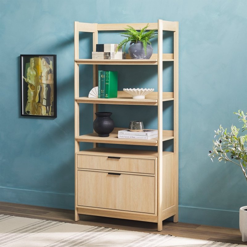 Bayard Modern Reeded Wide Bookshelf - FCHF CITY