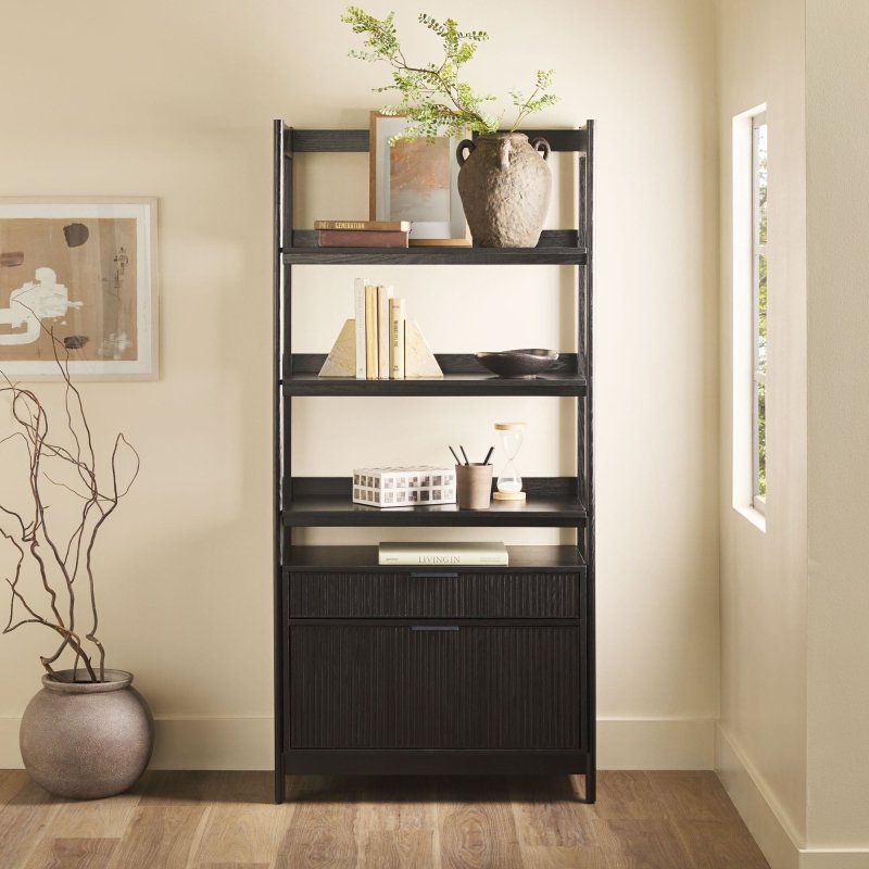 Bayard Modern Reeded Wide Bookshelf - FCHF CITY