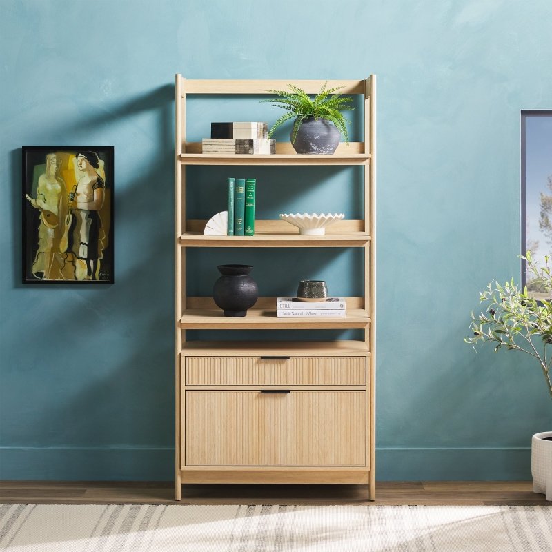 Bayard Modern Reeded Wide Bookshelf - FCHF CITY