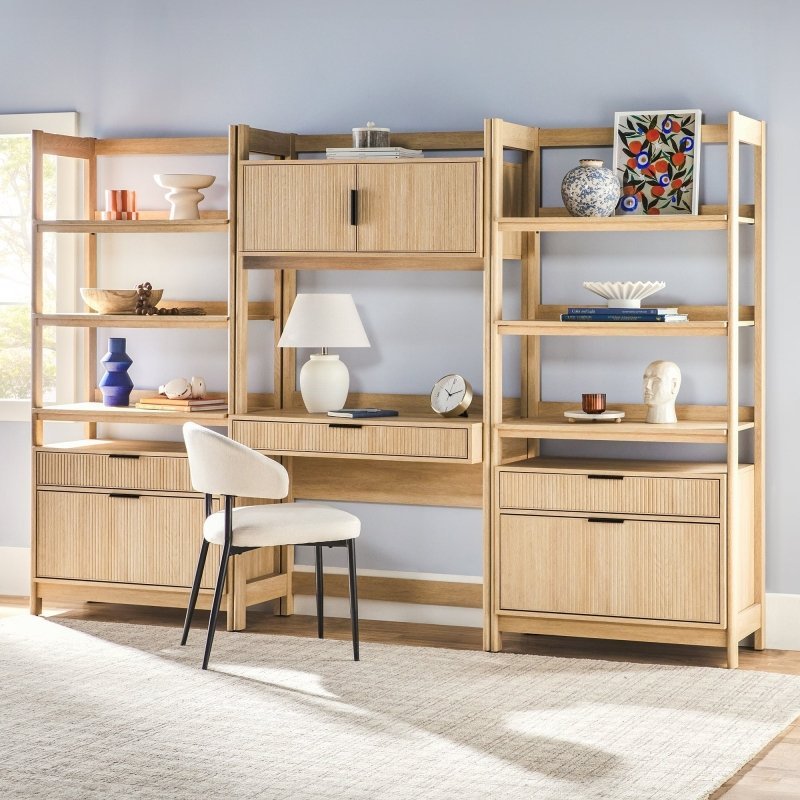 Bayard Modern Reeded Writing Desk With Hutch - FCHF CITY