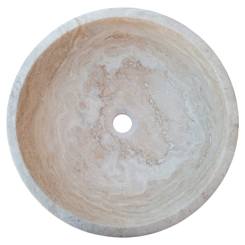 Beige Travertine Above Vanity Bathroom Vessel Sink Honed and Filled - FCHF CITY