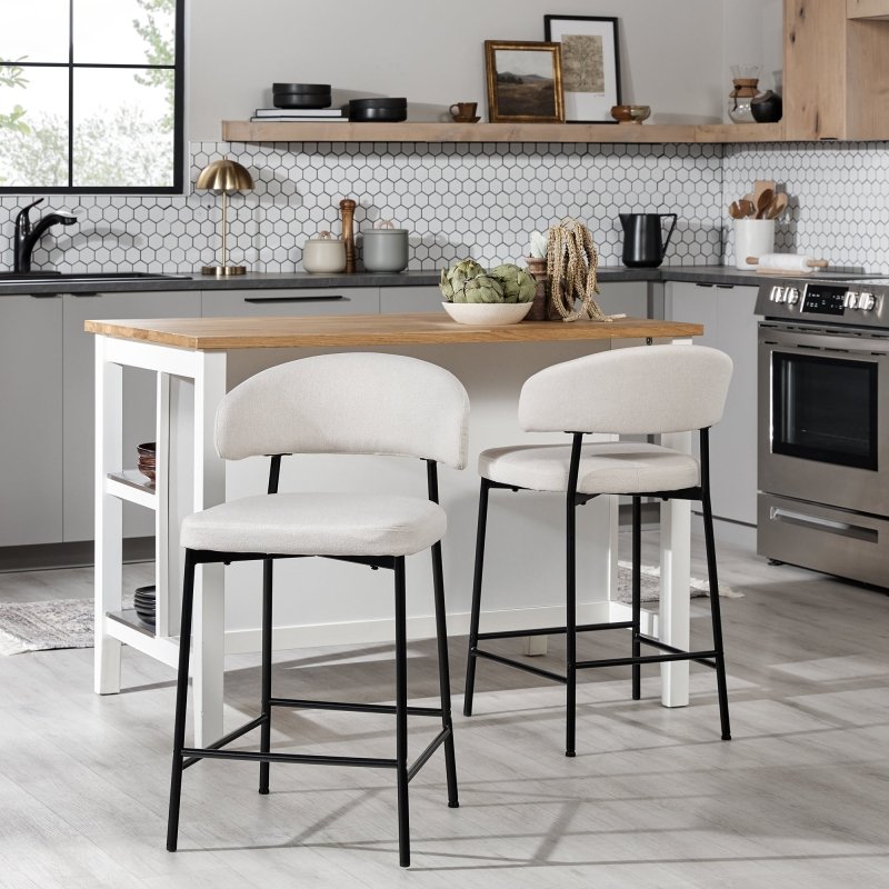 Benton Modern Upholstered Bar Stool, Set of 2 - FCHF CITY