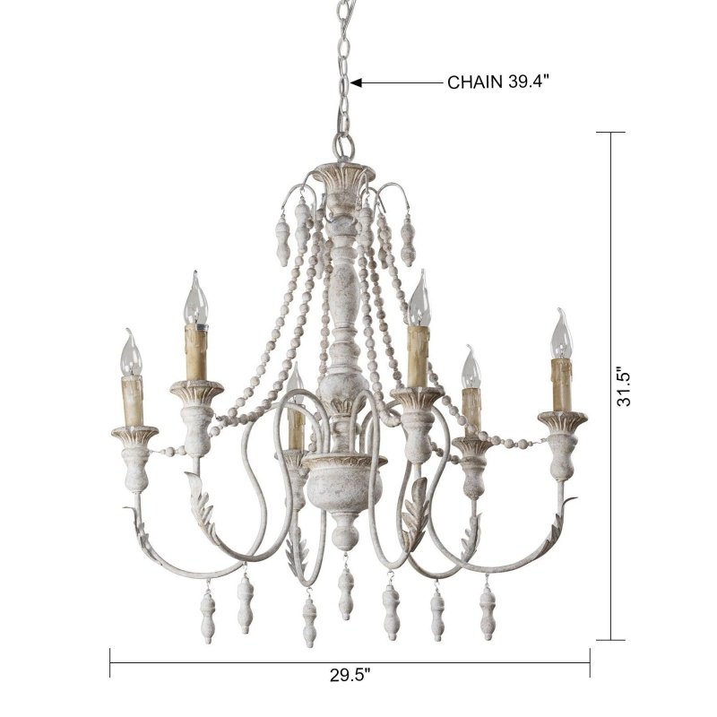 Billiter 6 - Light Wood White Chandelier - FCHF CITY