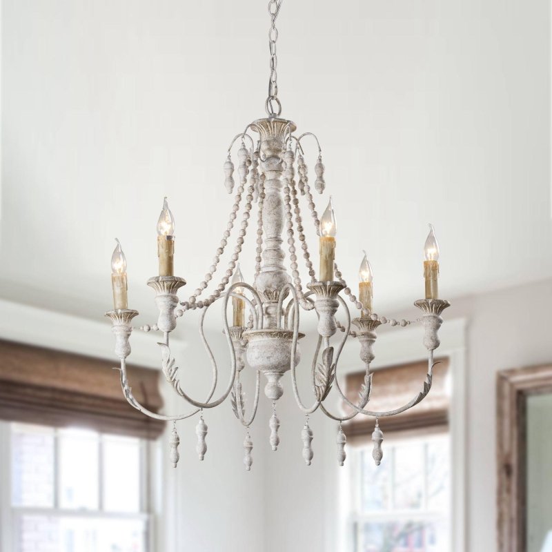 Billiter 6 - Light Wood White Chandelier - FCHF CITY