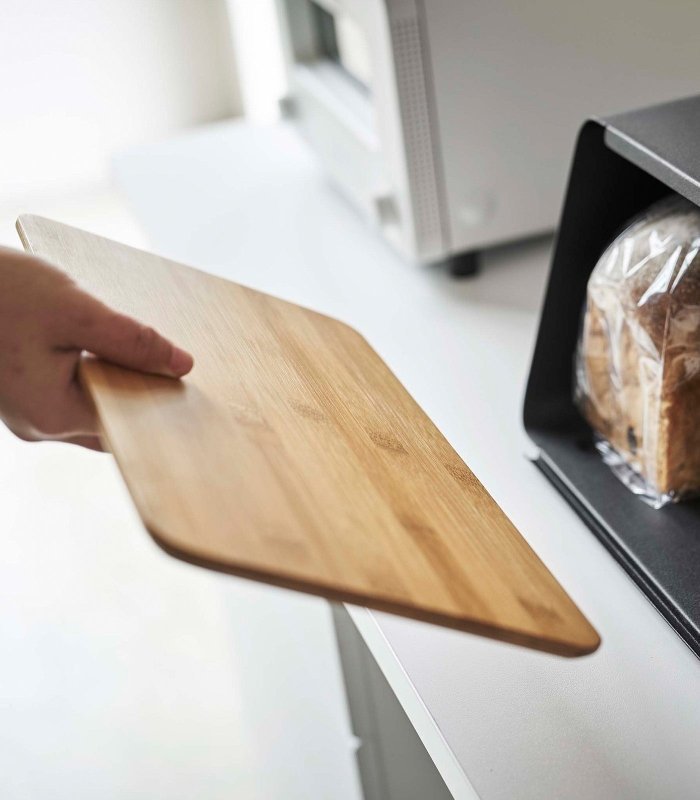 Bread Box with Cutting Board Lid - Steel + Wood - FCHF CITY
