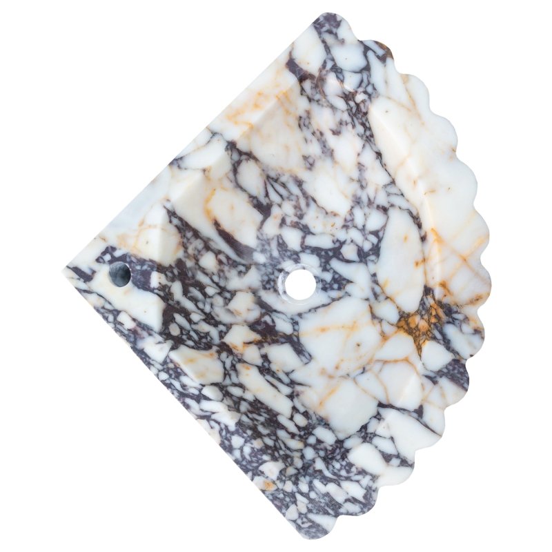 Calacatta Viola Marble Wall - mount Bathroom Corner Vanity Sink Ribbed - FCHF CITY
