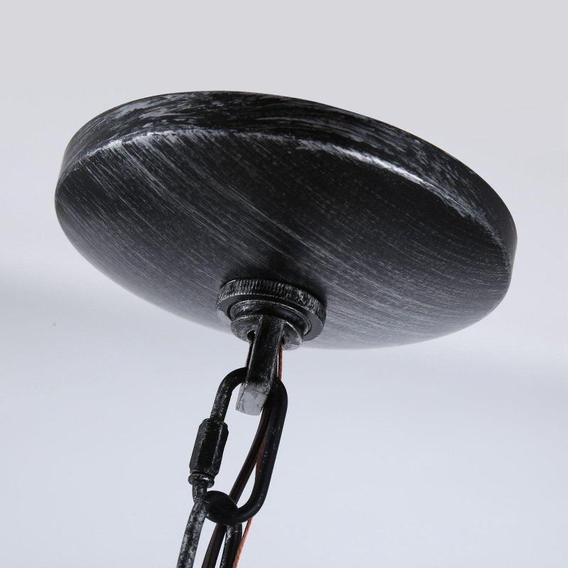 Cambon 6 - Light Distressed Black and Brushed Wood Lantern Geometric Chandelier - FCHF CITY