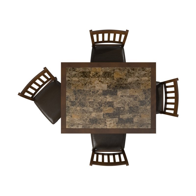 Capitola Faux Marble 5 Piece Dinette Set, Espresso - FCHF CITY