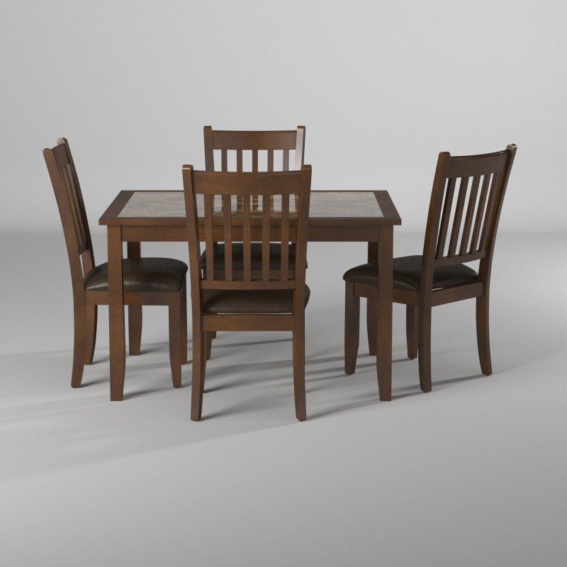 Capitola Faux Marble 5 Piece Dinette Set, Espresso - FCHF CITY