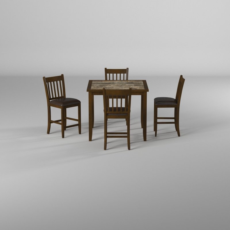 Capitola Faux Marble 5 Piece Pub Set, Espresso - FCHF CITY