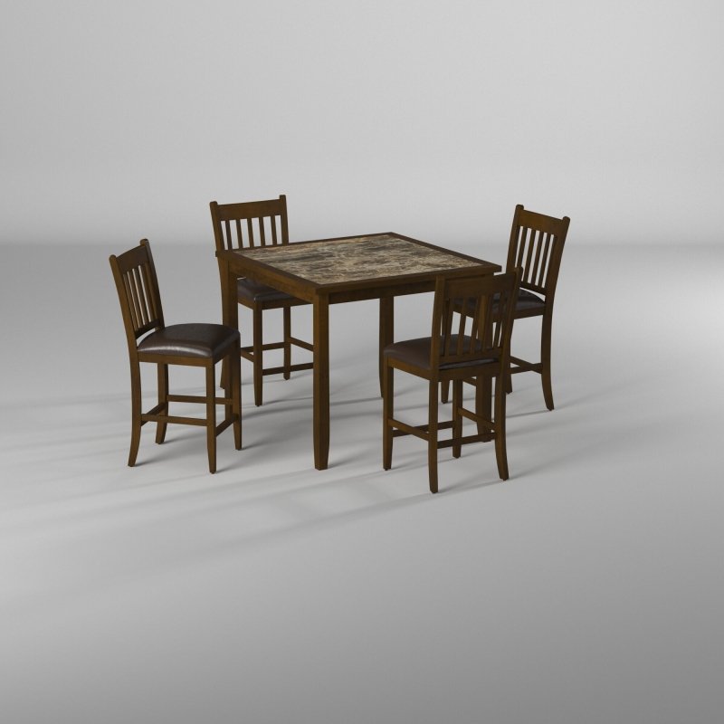 Capitola Faux Marble 5 Piece Pub Set, Espresso - FCHF CITY