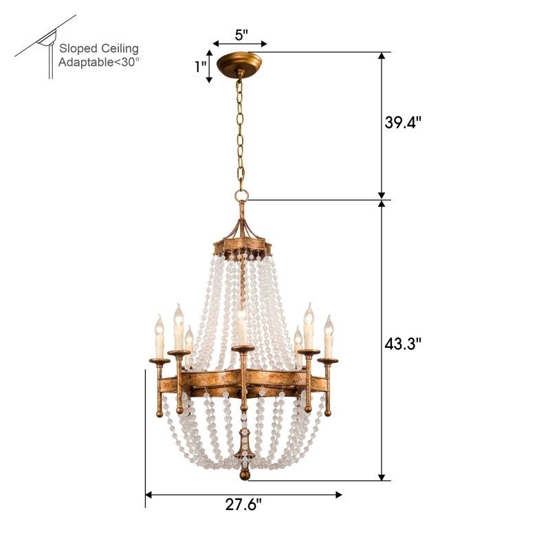 Chappell 8 - Light Rustic Gold Candle Style Empire Chandelier - FCHF CITY