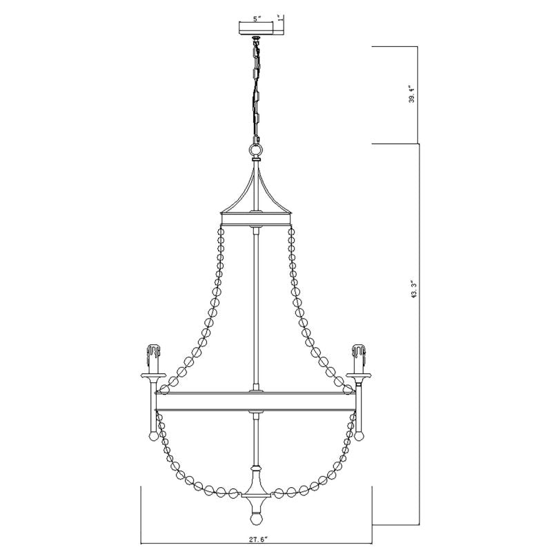 Chappell 8 - Light Rustic Gold Candle Style Empire Chandelier - FCHF CITY