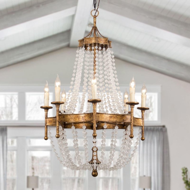 Chappell 8 - Light Rustic Gold Candle Style Empire Chandelier - FCHF CITY