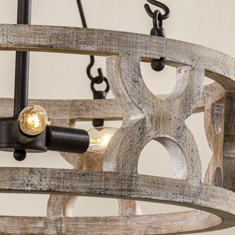 Chokio 3 - Light Distressed White Drum Chandelier - FCHF CITY