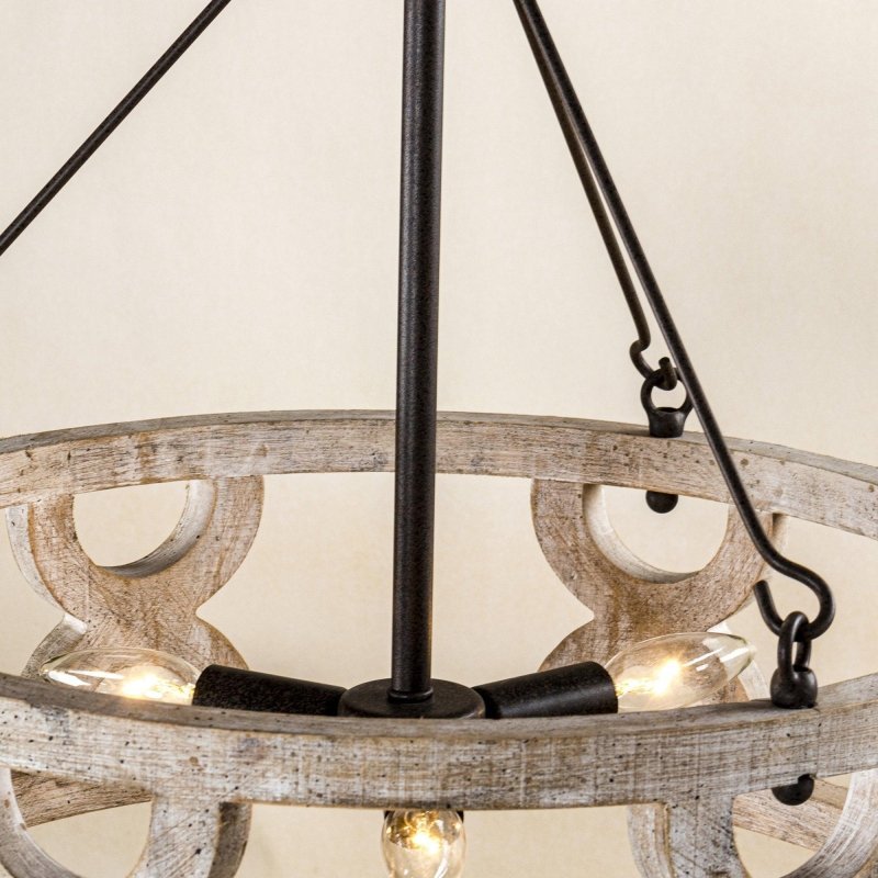 Chokio 3 - Light Distressed White Drum Chandelier - FCHF CITY